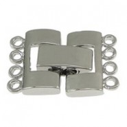 Metall clip / fold over verschluss ± 20x13x4.5mm 2x4 Ösen Antik Silber
